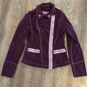 Tripp NYC Purple Corduroy Moto Jacket M Skull Buttons